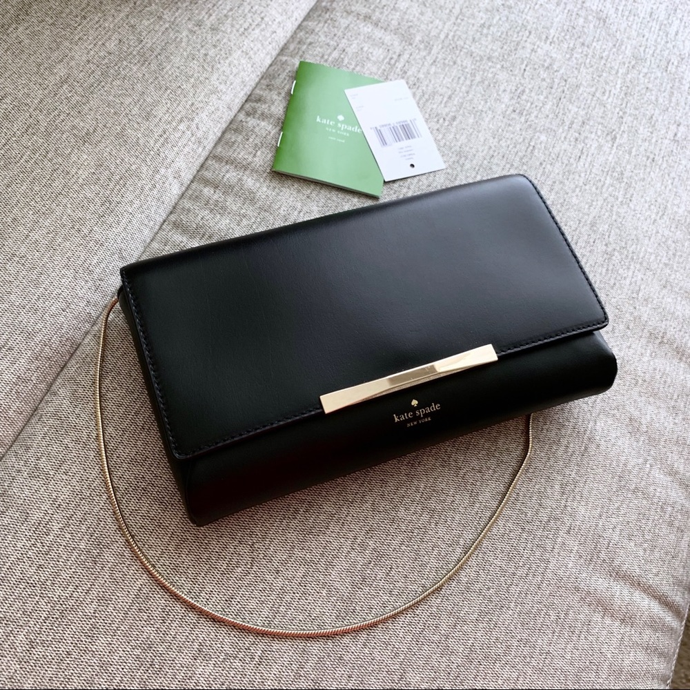 Kate spade black chain clutch